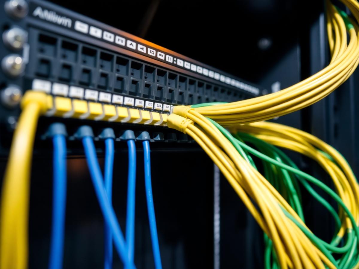 Network patch panel with neatly installed data cabling